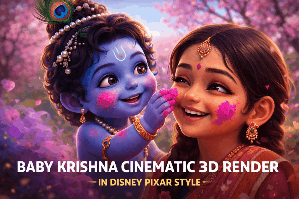 How to Create a Cinematic Baby Krishna 3D Render in Disney Pixar Style (Step-by-Step Guide) 